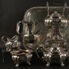 A 19th century Seven Piece "Chrysanthemum" Pattern Sterling Silver Coffee & Tea Service, which was exhibited in the Tiffany & Co.  booth at the 1893 World’s Columbian Exhibition in Chicago 